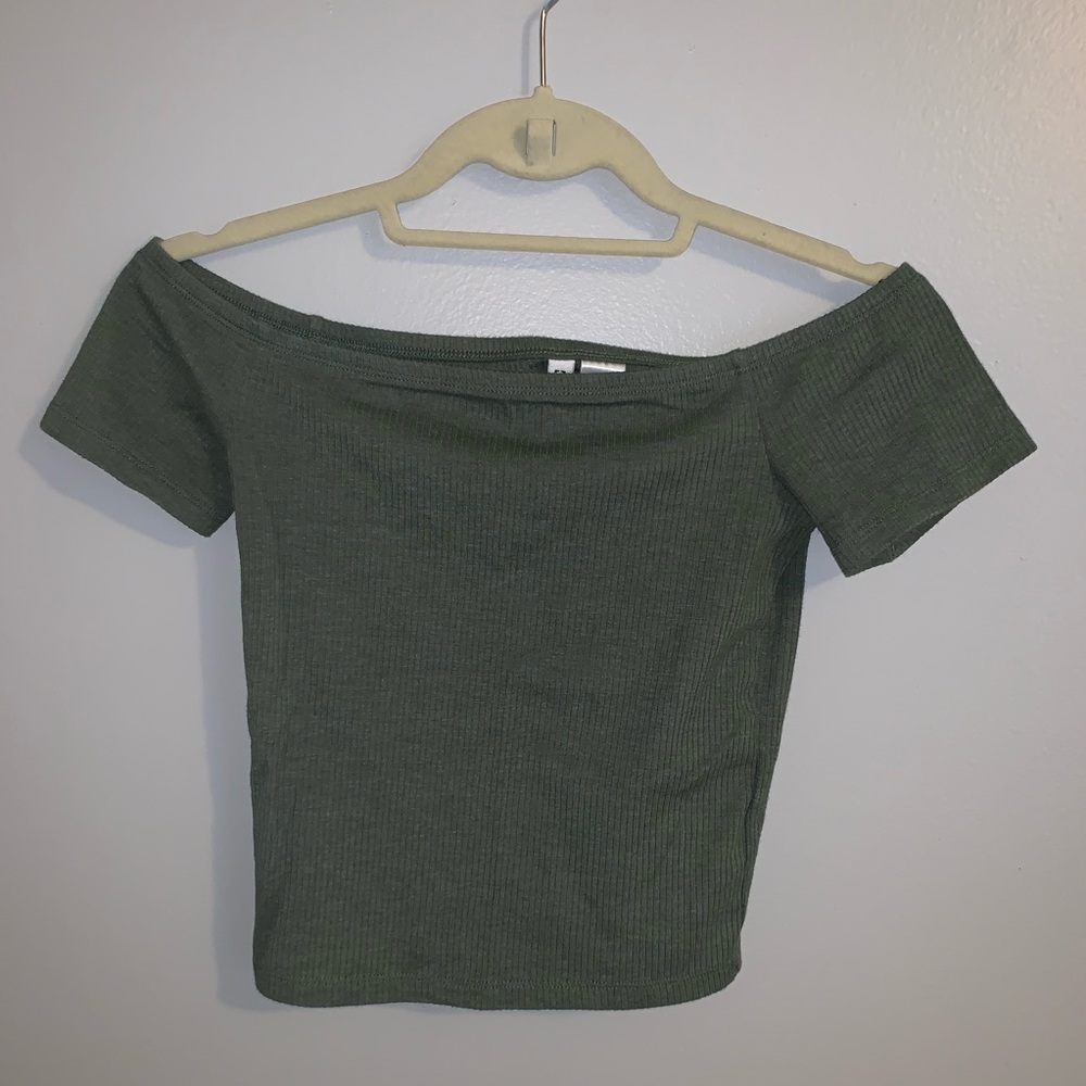 Off The Shoulder Green top